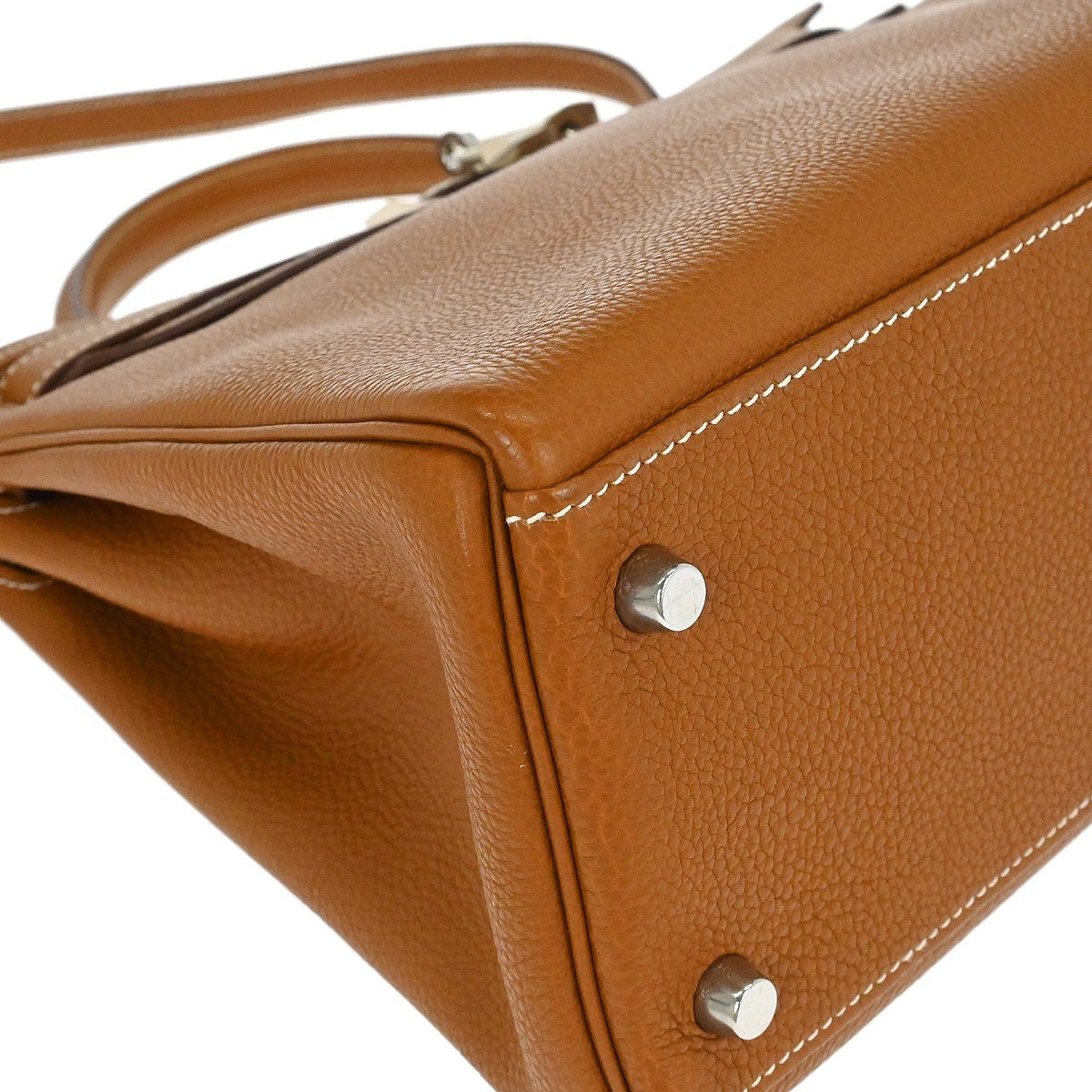 Hermes Kelly Brown Togo With Palladium Hardware Brown Leather Handbag (Pre-Owned)