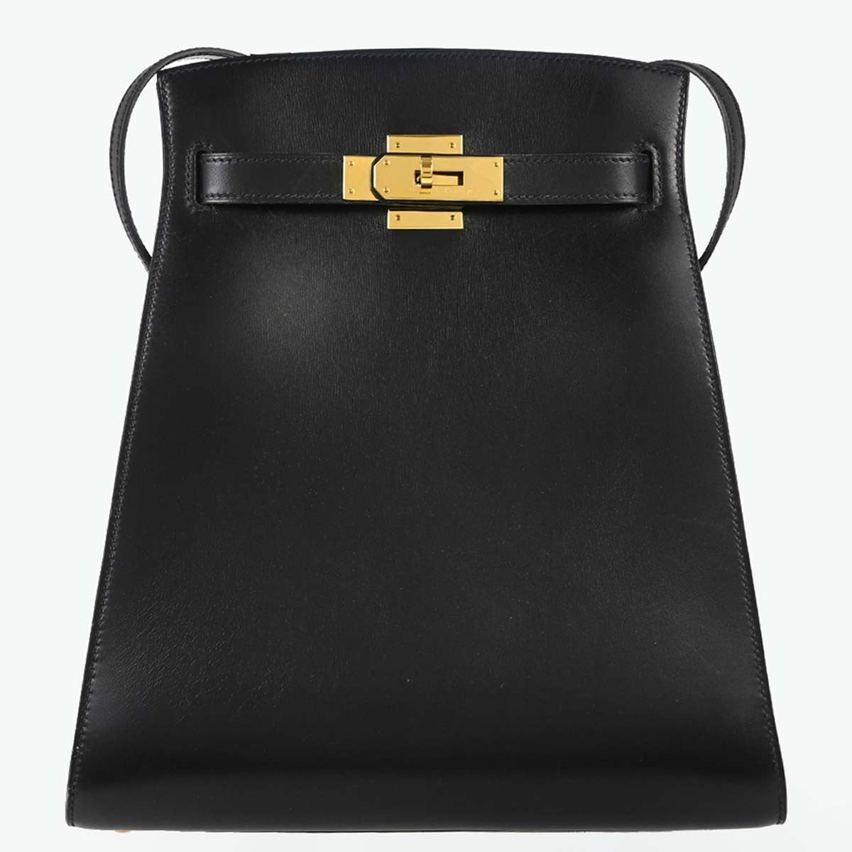 Hermes Kelly Sport Box Calf Black Leather Shoulder Bag Bag (Pre-Owned)