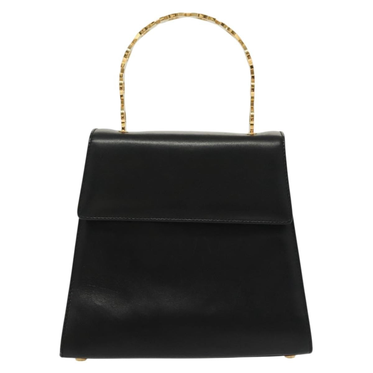 Salvatore Ferragamo Vintage Gancini Convertible Top Handle Leather Black Leather Handbag (Pre-Owned)