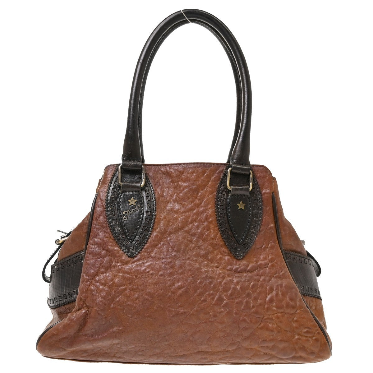 Fendi Handbag Canvas Brown Leather Handbag (Pre-Owned)