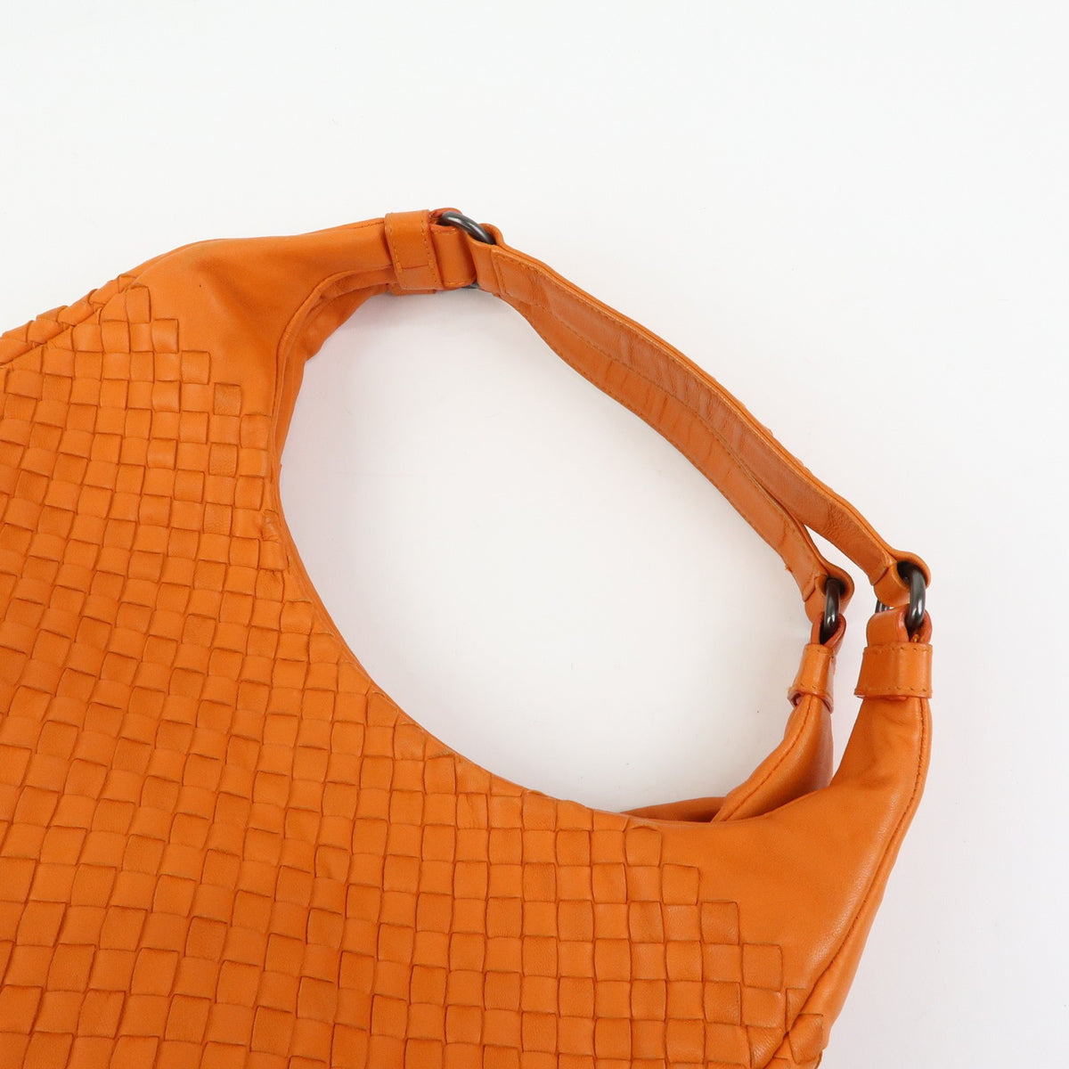 Bottega Veneta Campana Hobo Intrecciato Nappa Orange Leather Shoulder Bag Bag (Pre-Owned)