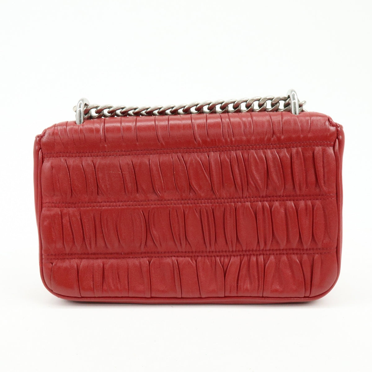 Prada Chain Flap Nappa Gaufre Red Leather Shoulder Bag Bag (Pre-Owned)