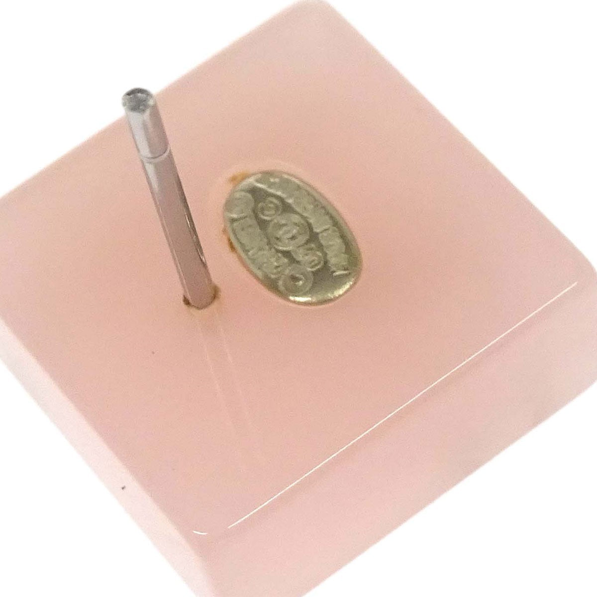Chanel Cc Square Stud Metal With Crystals And Faux Pearls Pink Silver_Plated Earrings Jewelry (Pre-Owned)