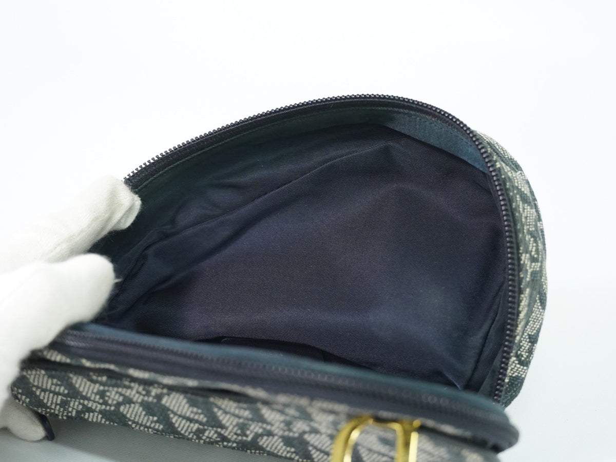 Christian Dior Saddle Zip Diorissimo Canvas Navy Canvas Clutche & Pouche Bag (Pre-Owned)