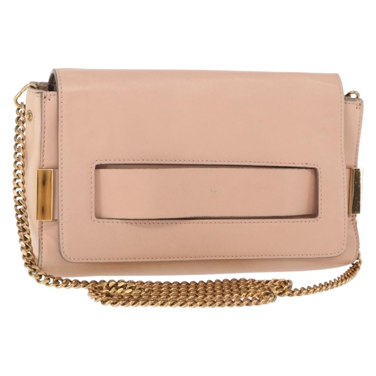 Chloe Elle Chain Clutch Leather Pink Leather Shoulder Bag Bag (Pre-Owned)