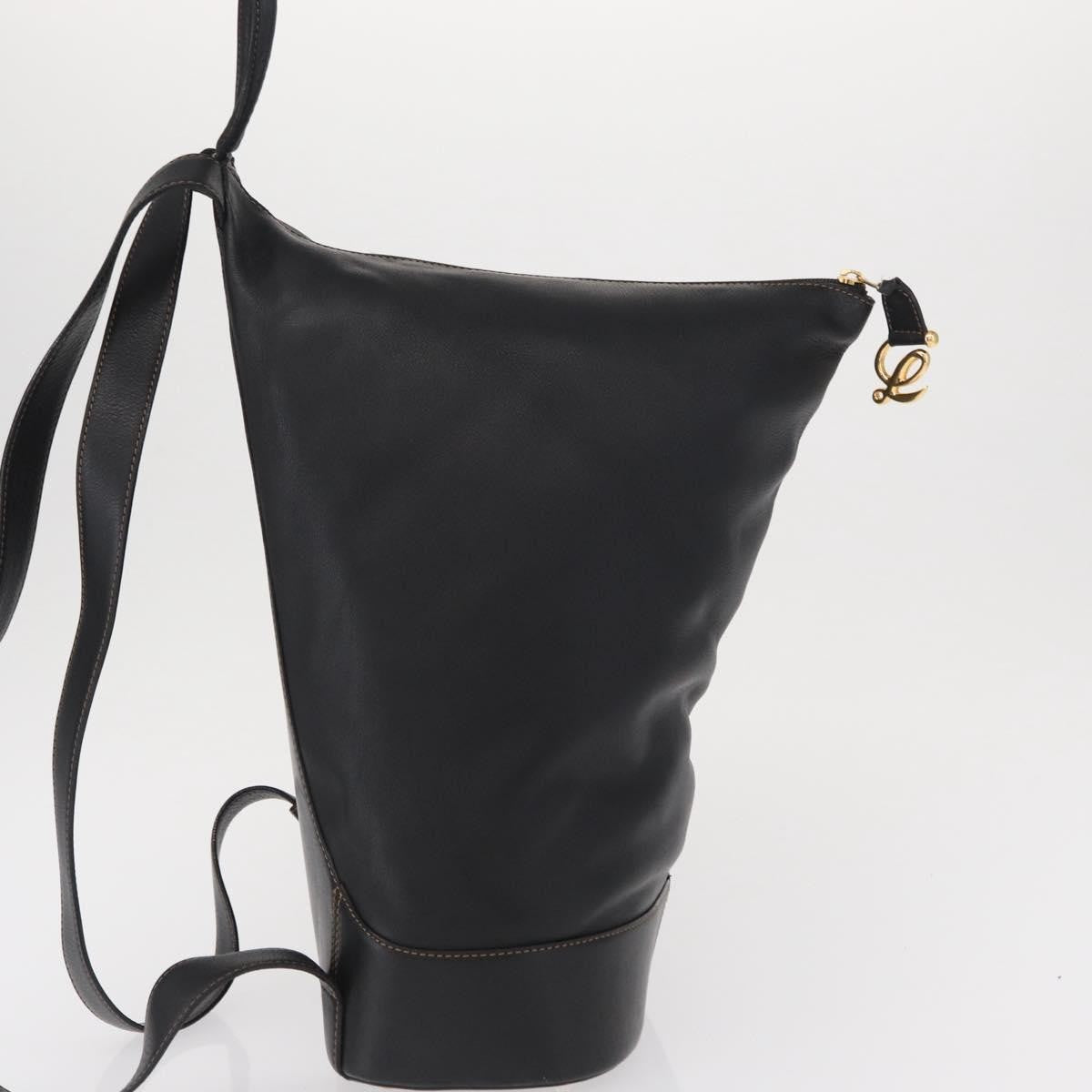 Loewe Anton Leather Black Leather Backpack Bag (Pre-Owned)
