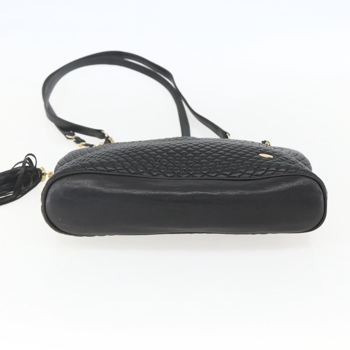 Bally Vintage Chain Quilted Leather Black Leather Shoulder Bag Bag (Pre-Owned)