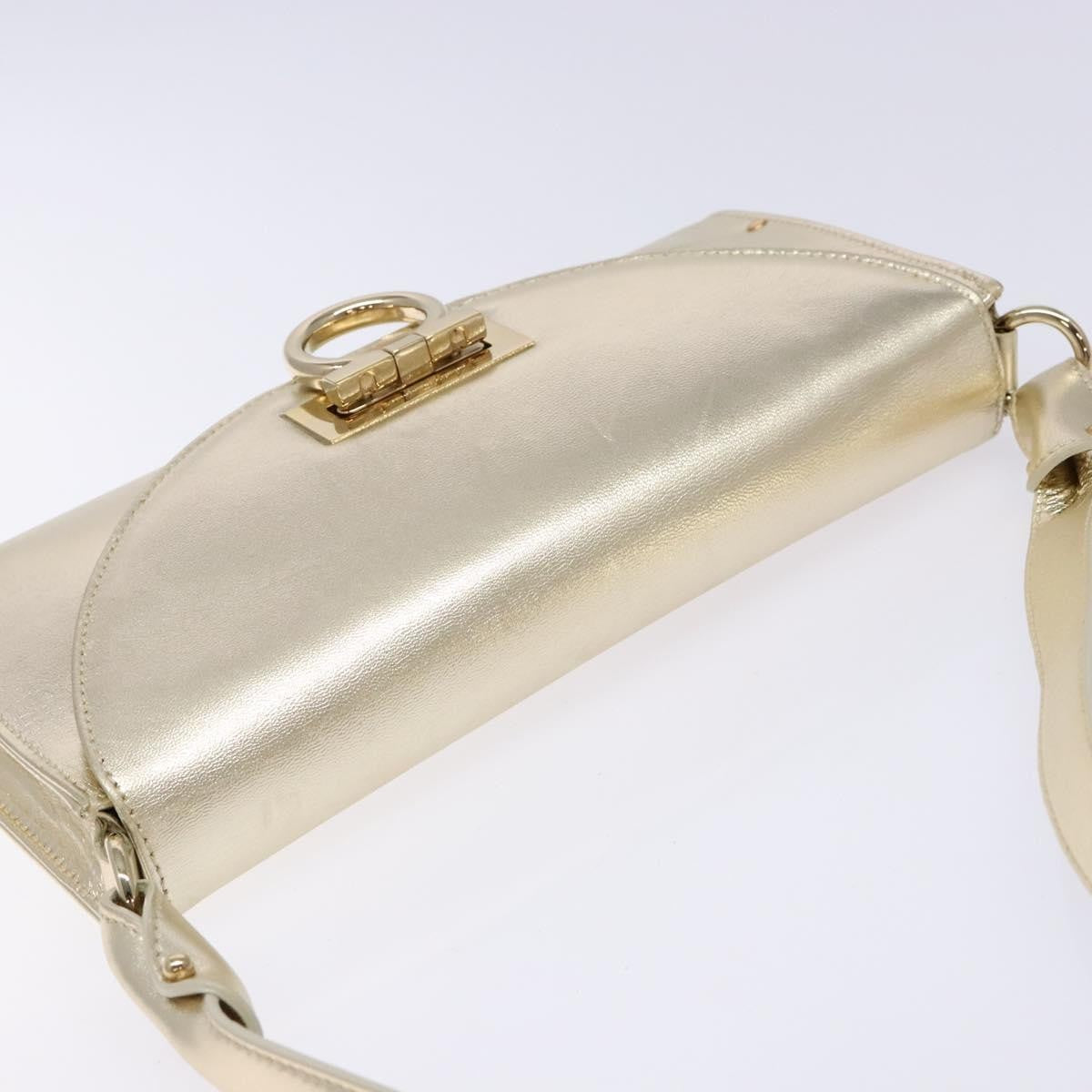 Salvatore Ferragamo Gancini Leather Gold Leather Shoulder Bag Bag (Pre-Owned)