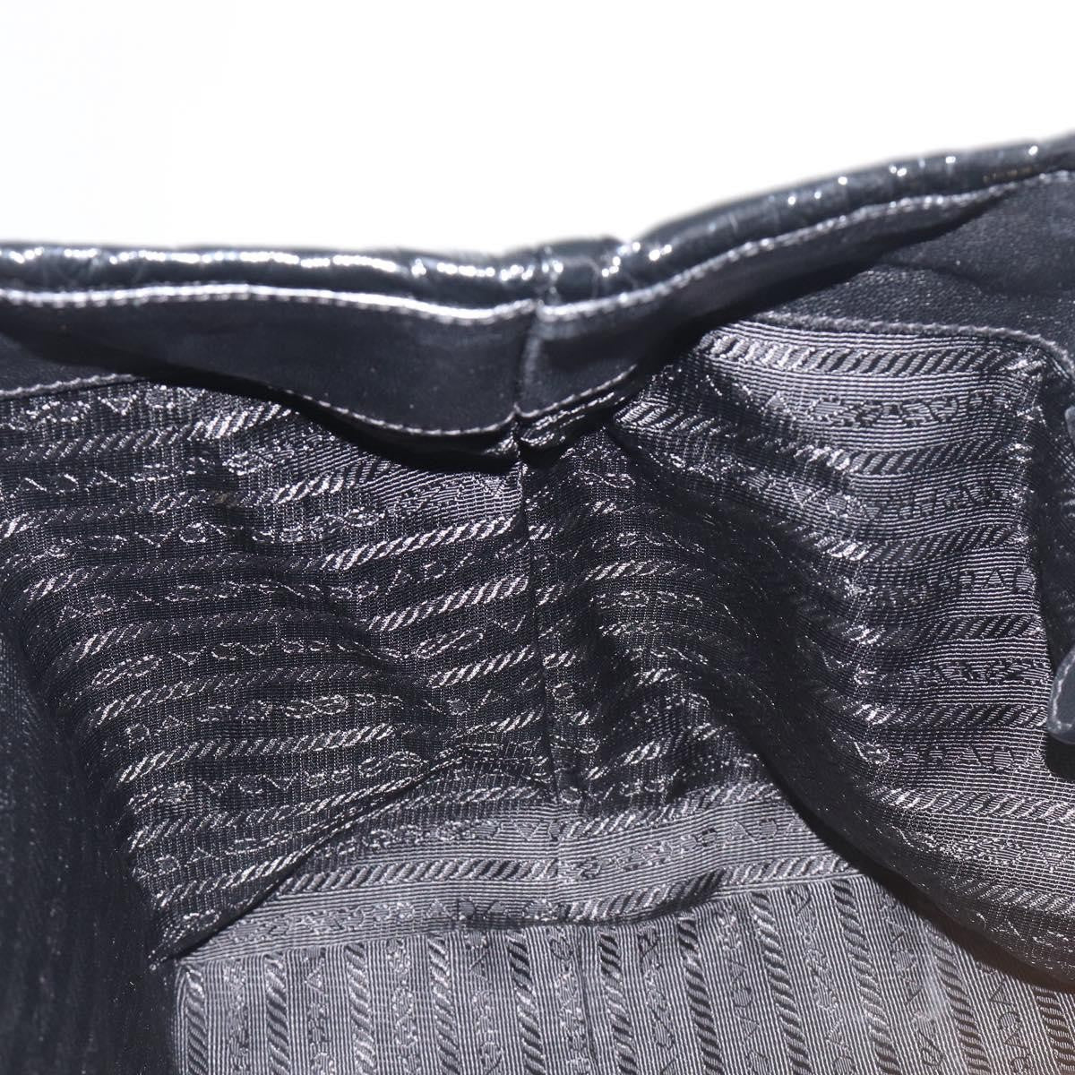 Prada Bow Top Handle Patent Leather Black Patent_Leather Handbag (Pre-Owned)