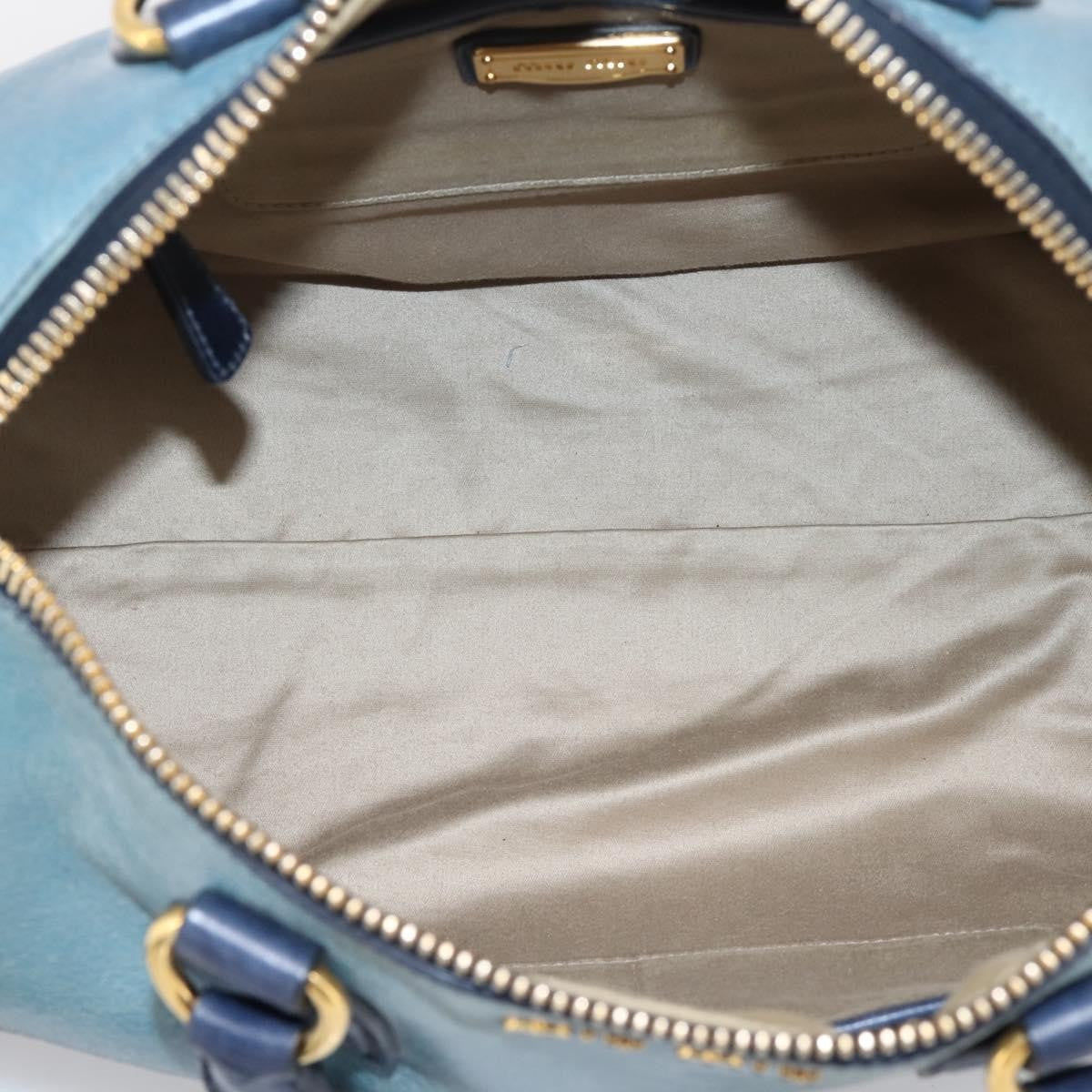 Miu Miu Beau Top Handle Leather Navy Leather Handbag (Pre-Owned)