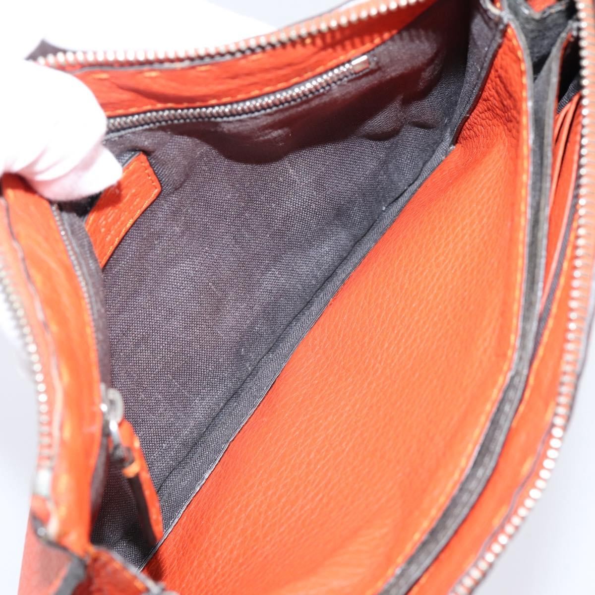 Fendi Selleria Zip Clutch Leather Orange Leather Clutche & Pouche Bag (Pre-Owned)