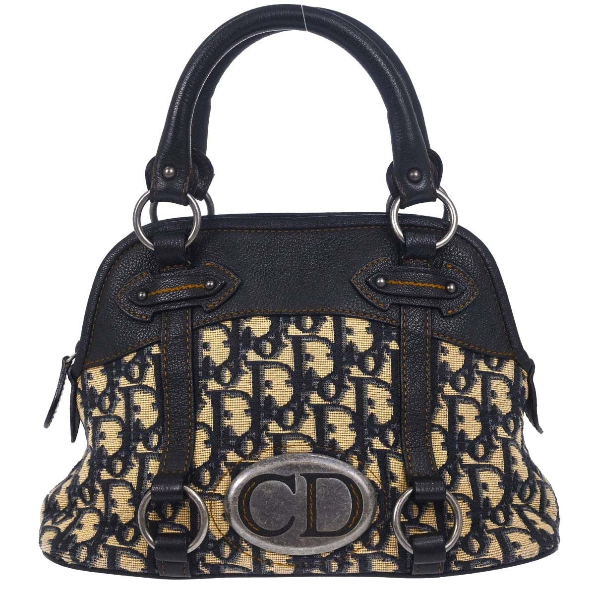 Christian Dior Vintage Cd Satchel Diorissimo Canvas Beige Canvas Handbag (Pre-Owned)