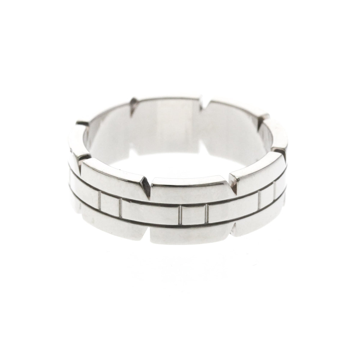 Cartier Tank Francaise 18K White Gold Silver White_Gold Ring Jewelry (Pre-Owned)