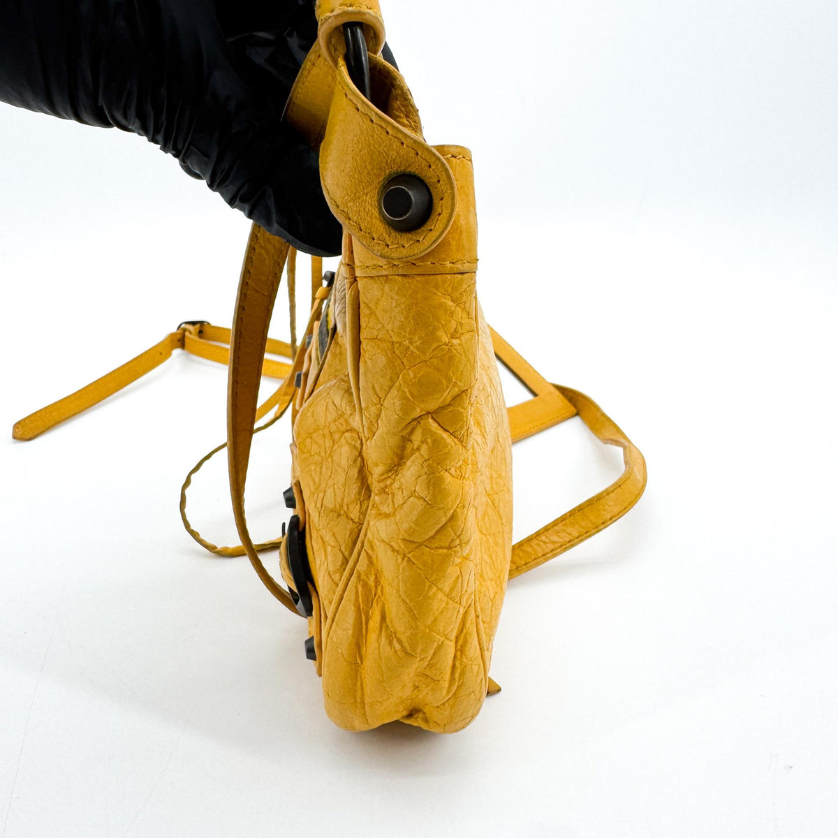 Balenciaga Hip Classic Studs Leather Yellow Leather Crossbody Bag Bag (Pre-Owned)