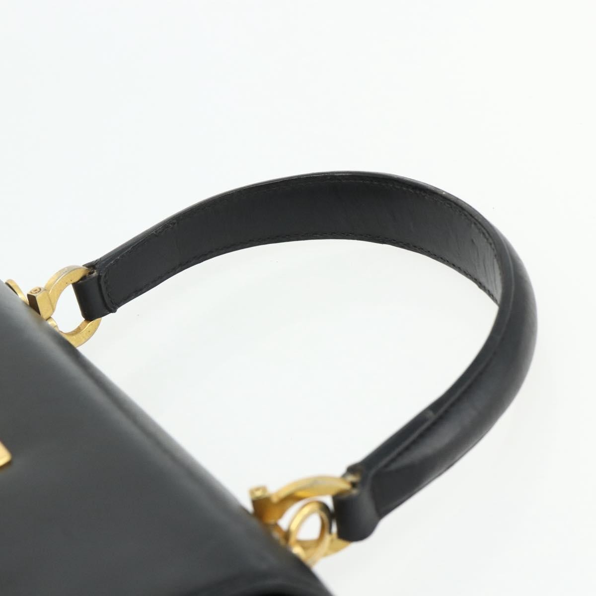 Salvatore Ferragamo Gancini Leather Black Leather Handbag (Pre-Owned)