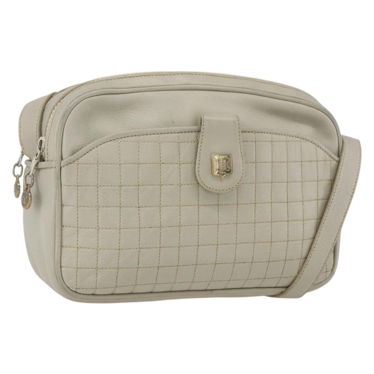 Celine Vintage Leather White Leather Shoulder Bag Bag (Pre-Owned)