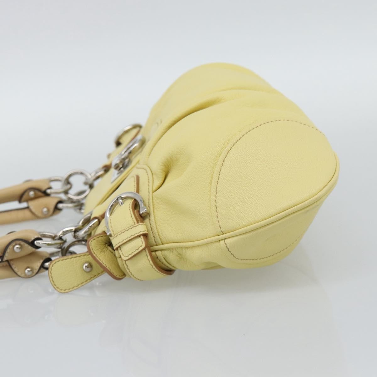 Salvatore Ferragamo Gancini Leather Yellow Leather Handbag (Pre-Owned)
