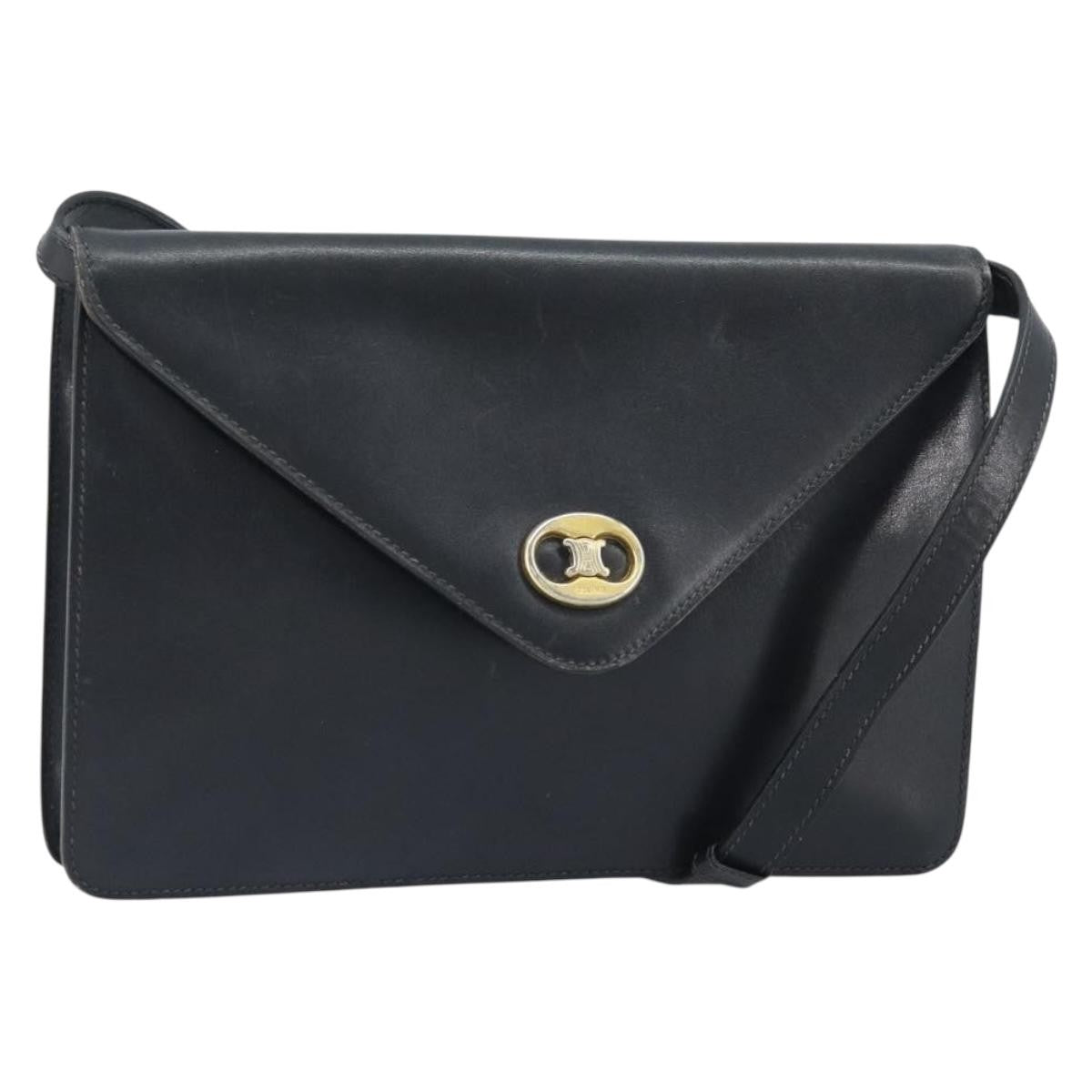 Celine Vintage Leather Black Leather Shoulder Bag Bag (Pre-Owned)