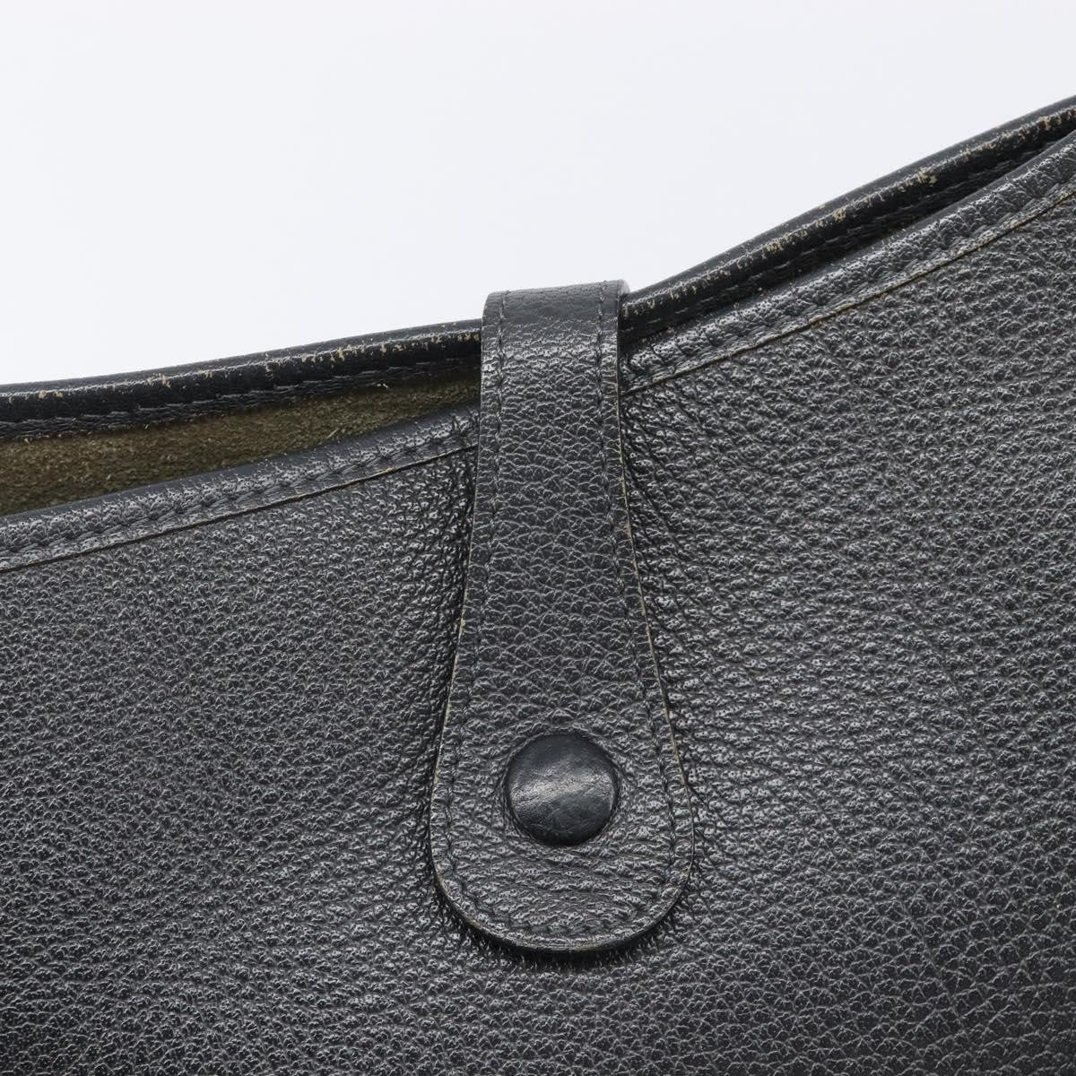 Hermes Evelyne Bag Gen I Clemence Black Leather Handbag (Pre-Owned)