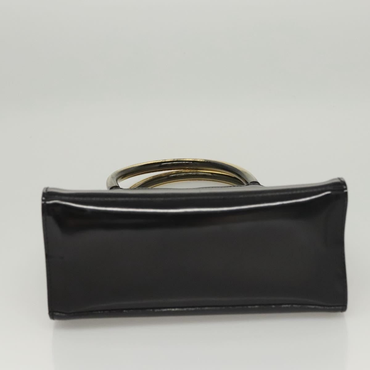 Salvatore Ferragamo Vintage Patent Leather Black Patent_Leather Handbag (Pre-Owned)