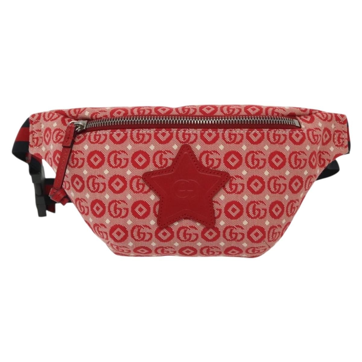 Gucci Children's Belt Printed Gg Coated Canvas Red Canvas Handbag (Pre-Owned)