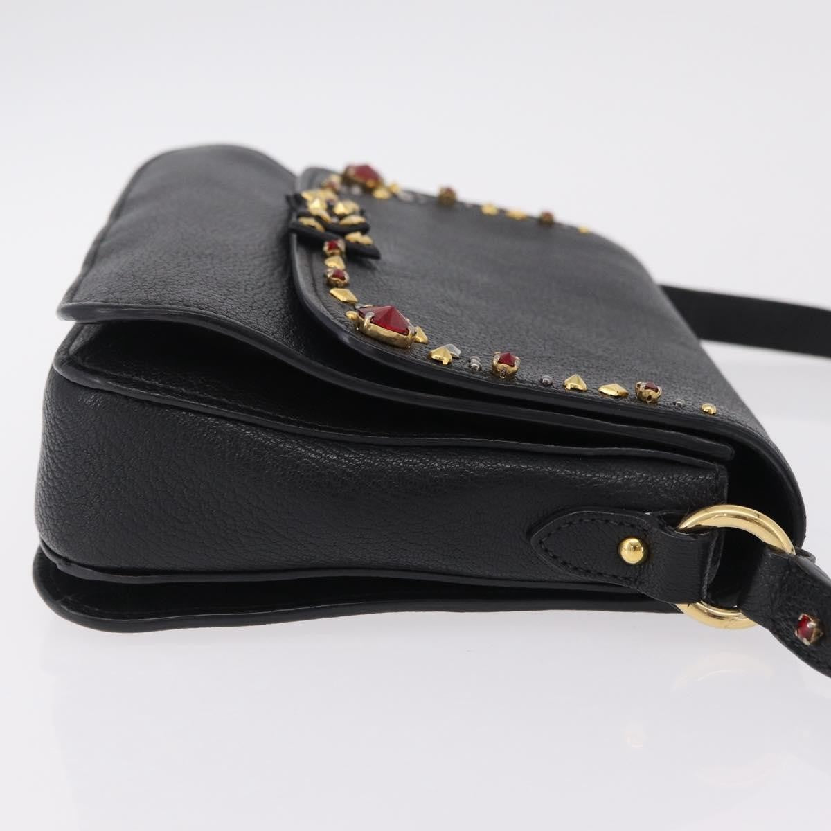 Miu Miu Shoulder Leather Black Leather Shoulder Bag Bag (Pre-Owned)