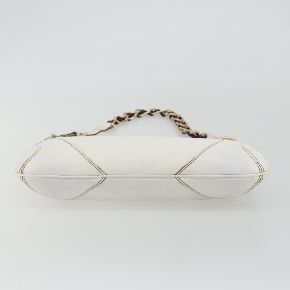 Gucci Sherry Line Chain Leather White Leather Tote Bag Bag (Pre-Owned)