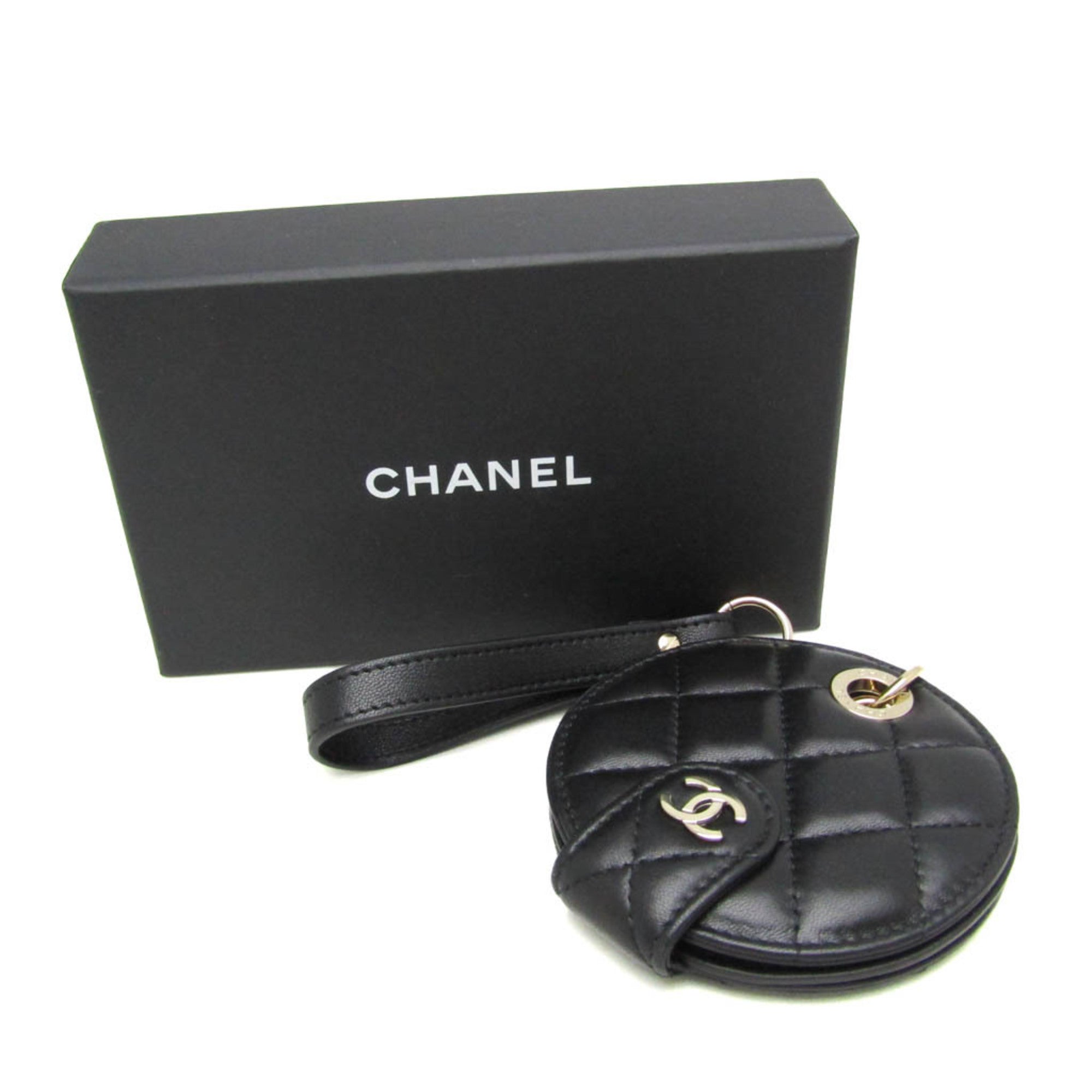 Chanel Name Tag Quilted Leather Black Leather Charms And Keychains Accessory (Pre-Owned)