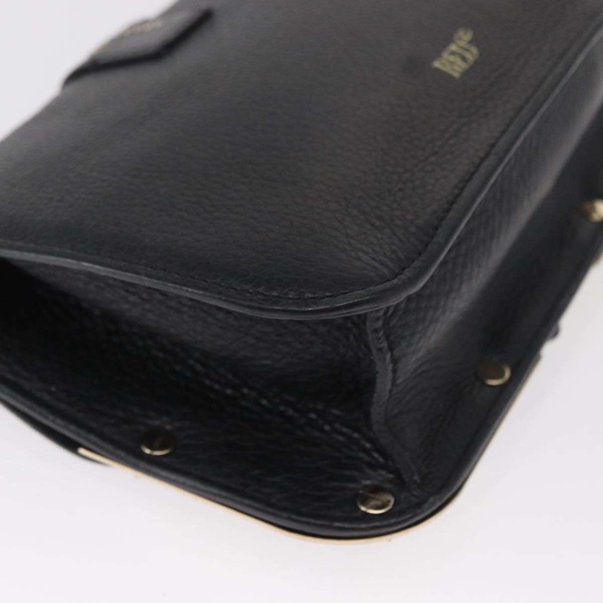 Valentino Garavani Chain Flap Leather Black Leather Shoulder Bag Bag (Pre-Owned)