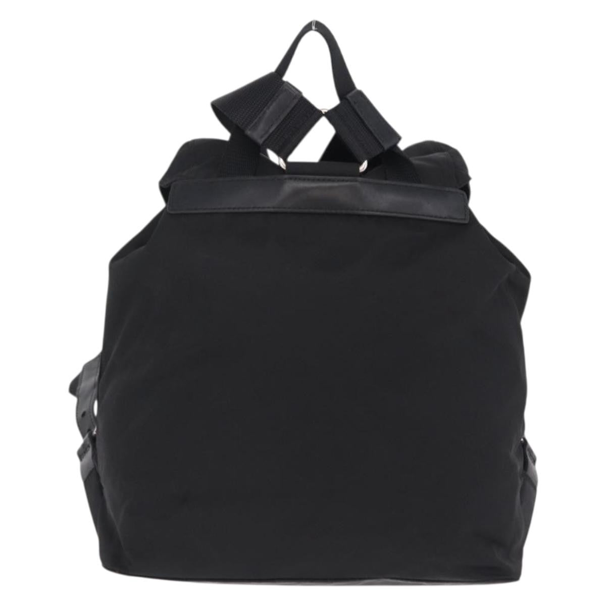 Prada Double Pocket Backpack Chain Re-Nylon Black Nylon Shoulder Bag Bag (Pre-Owned)