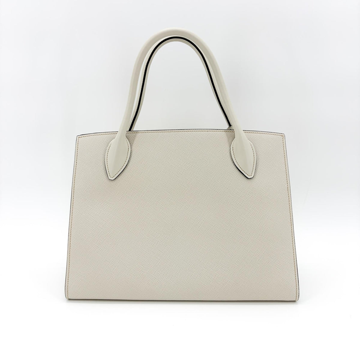 Prada Monochrome Saffiano With City Calf White Leather Tote Bag Bag (Pre-Owned)