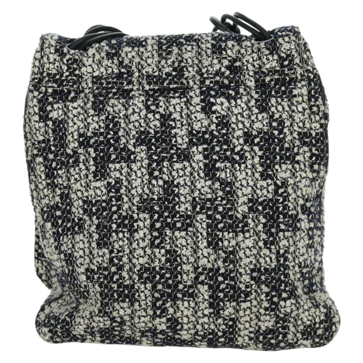Chanel Camellia Messenger Tweed Black Tweed Shoulder Bag Bag (Pre-Owned)