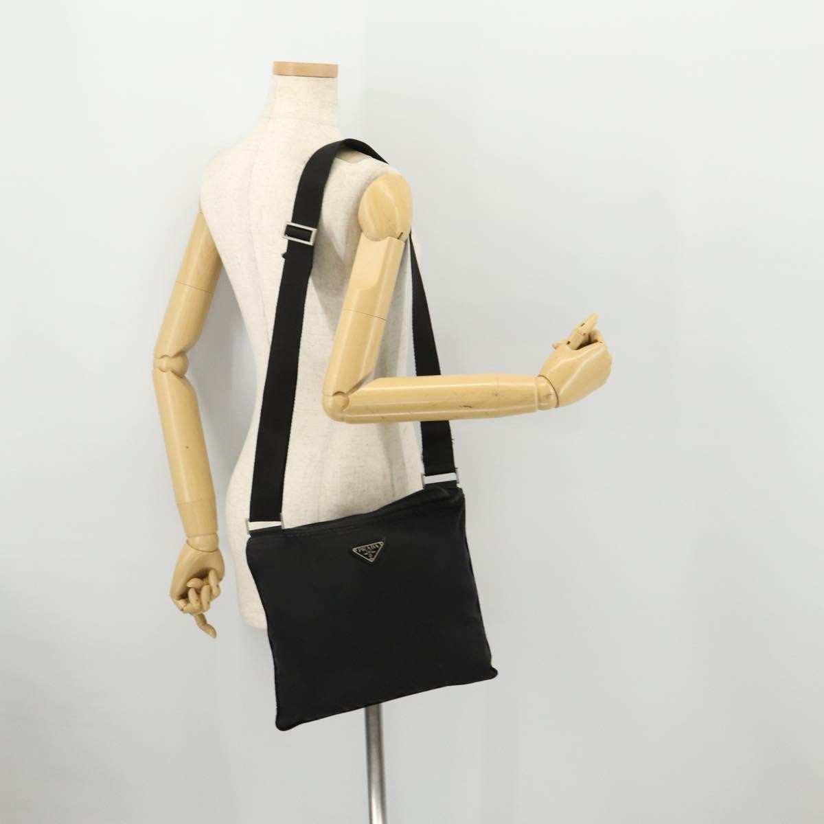 Prada Flat Messenger Tessuto Black Nylon Shoulder Bag Bag (Pre-Owned)
