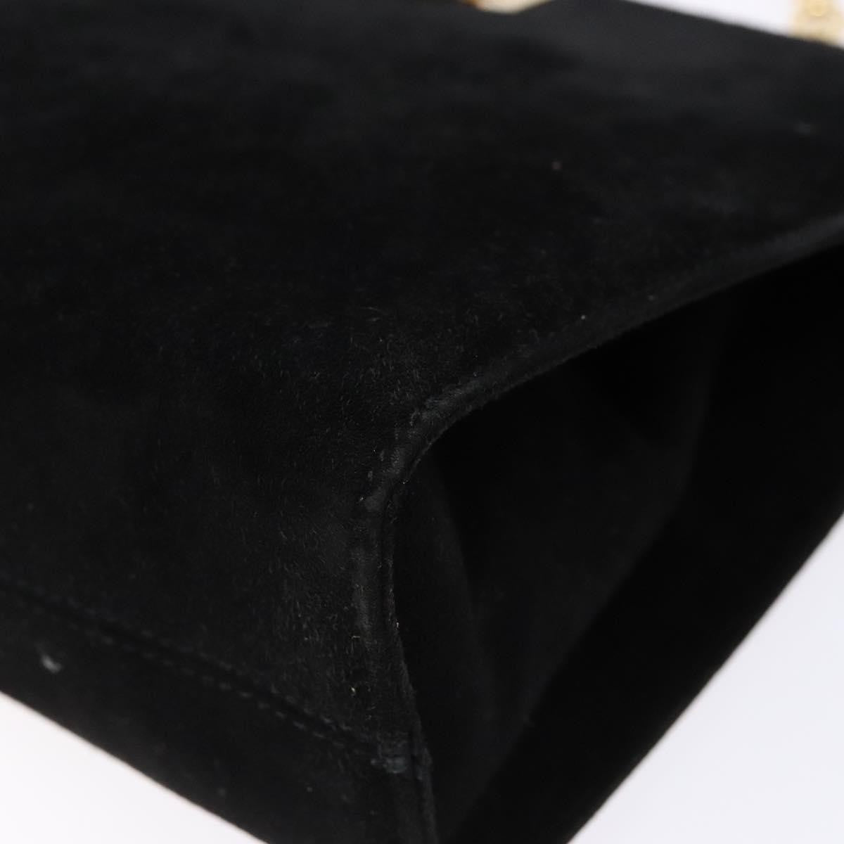 Salvatore Ferragamo Gancini Chain Suede Black Suede Shoulder Bag Bag (Pre-Owned)