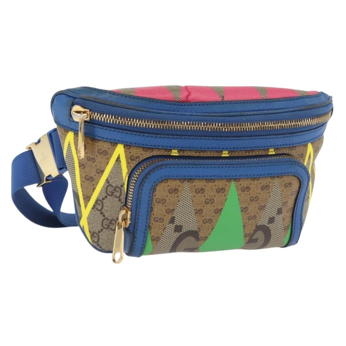 Gucci Gg Rhombus Cuir Multicolour Canvas Crossbody Bag Bag (Pre-Owned)