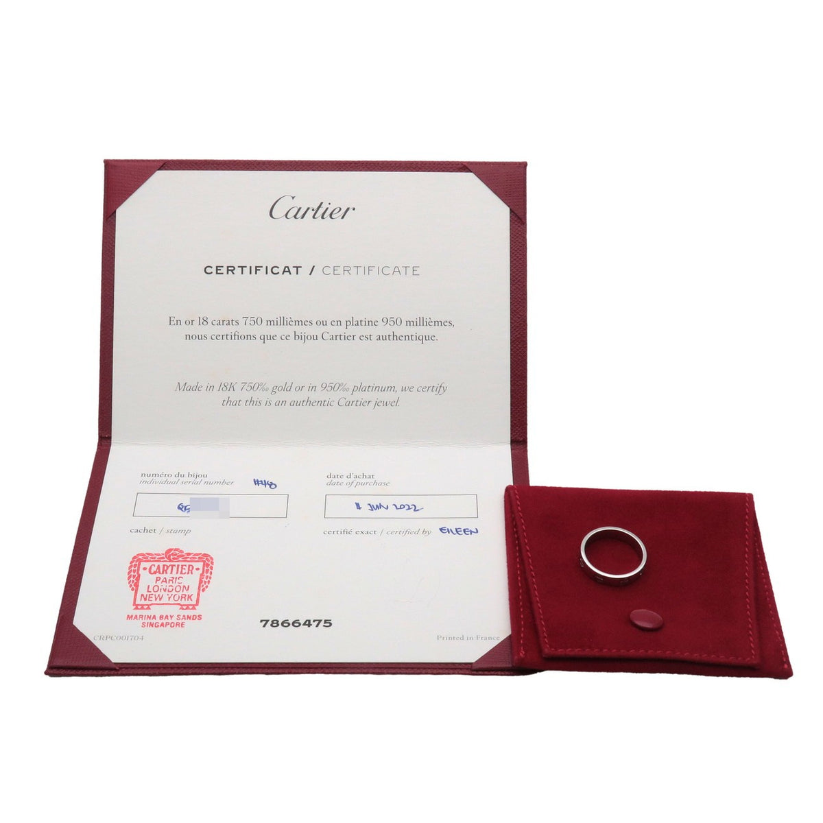 Cartier Love Band 18K White Gold Silver White_Gold Ring Jewelry (Pre-Owned)