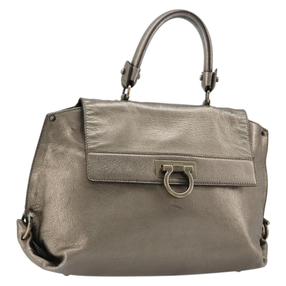 Salvatore Ferragamo Sofia Satchel Leather Silver Leather Handbag (Pre-Owned)
