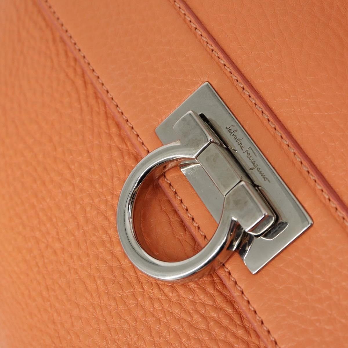 Salvatore Ferragamo Sofia Satchel Grainy Leather Orange Leather Handbag (Pre-Owned)