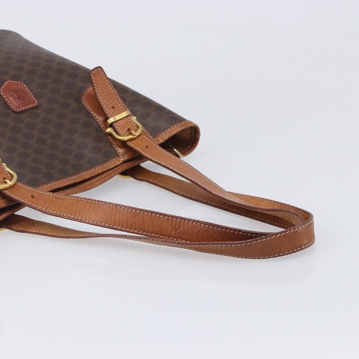 Celine Vintage Macadam Shopper Coated Canvas Brown Canvas Tote Bag Bag (Pre-Owned)
