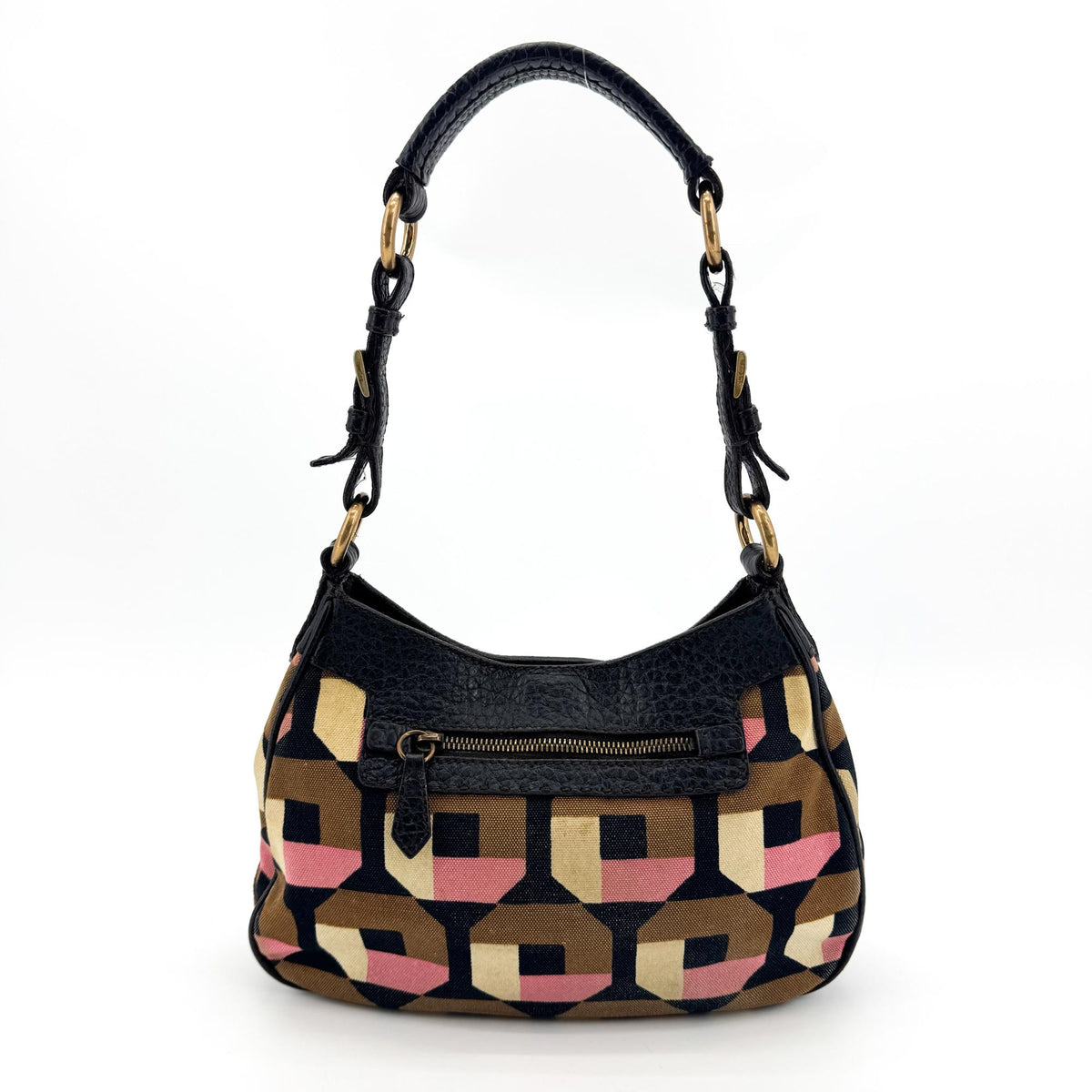 Prada Shoulder Canvas And Leather Black Canvas Shoulder Bag Bag (Pre-Owned)