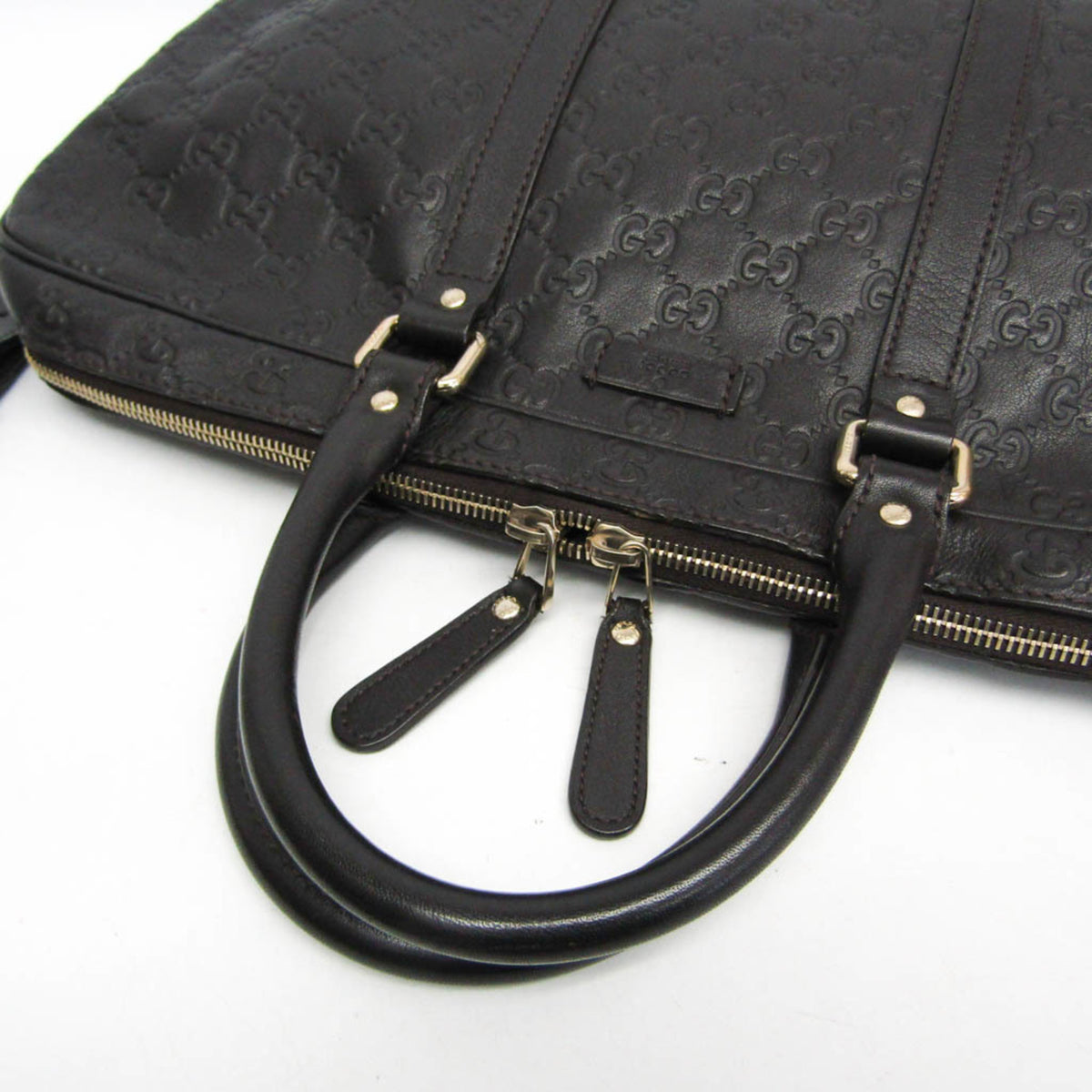 Gucci Gucci Marmont Black Leather Brown Leather Briefcase Bag (Pre-Owned)