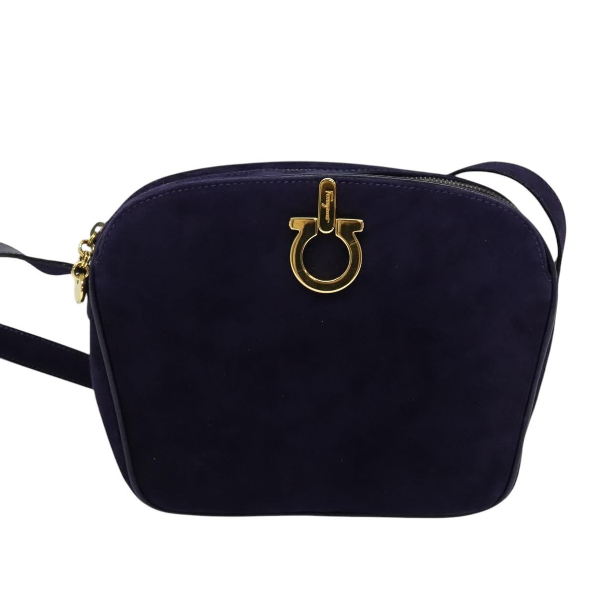 Salvatore Ferragamo Gancini Suede Purple Suede Shoulder Bag Bag (Pre-Owned)