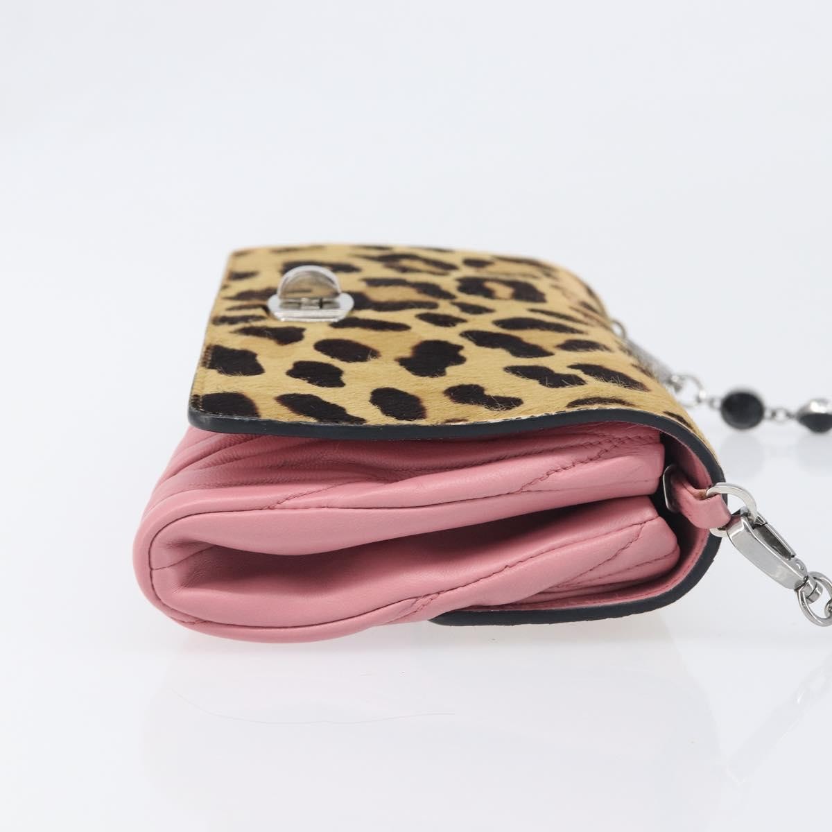 Miu Miu Convertible Flap Haircalf & Matelassé Nappa Leather Pink Calfskin Crossbody Bag Bag (Pre-Owned)