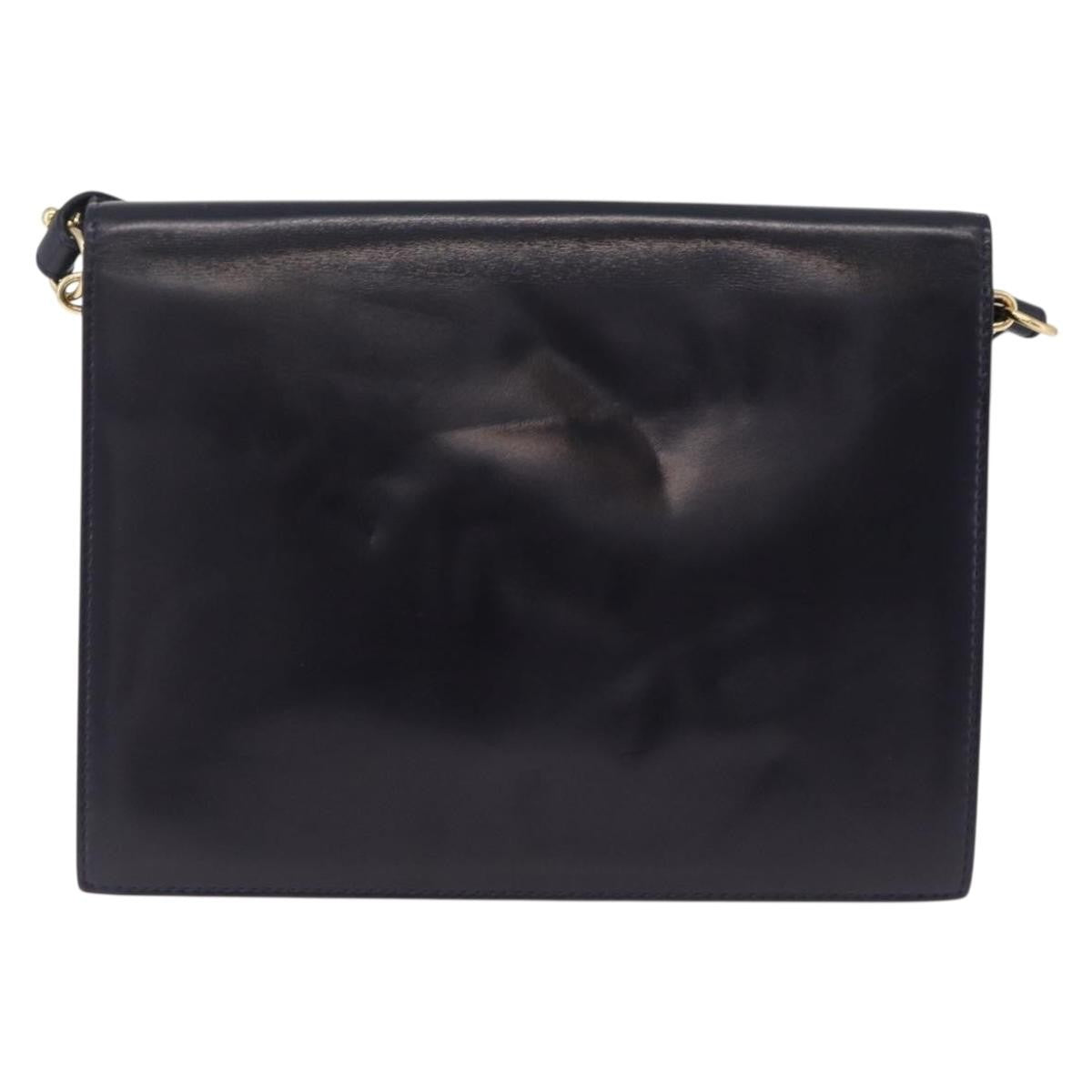 Saint Laurent Vintage Shoulder Bag Leather Navy Leather Shoulder Bag Bag (Pre-Owned)