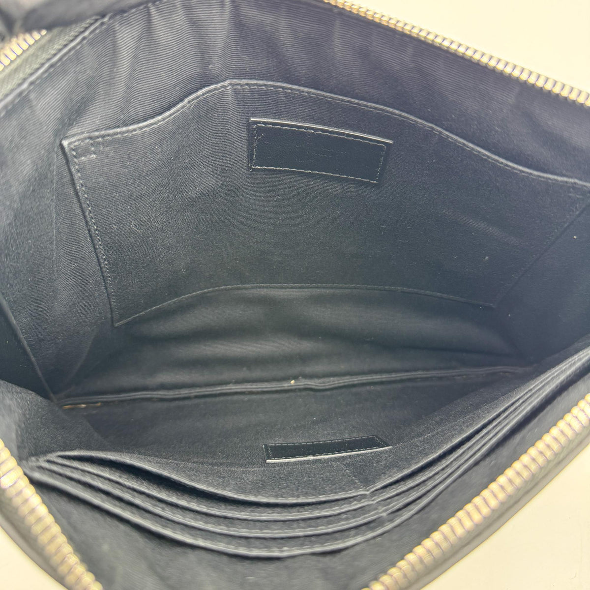 Saint Laurent Letters Zip Clutch Leather Black Leather Clutche & Pouche Bag (Pre-Owned)