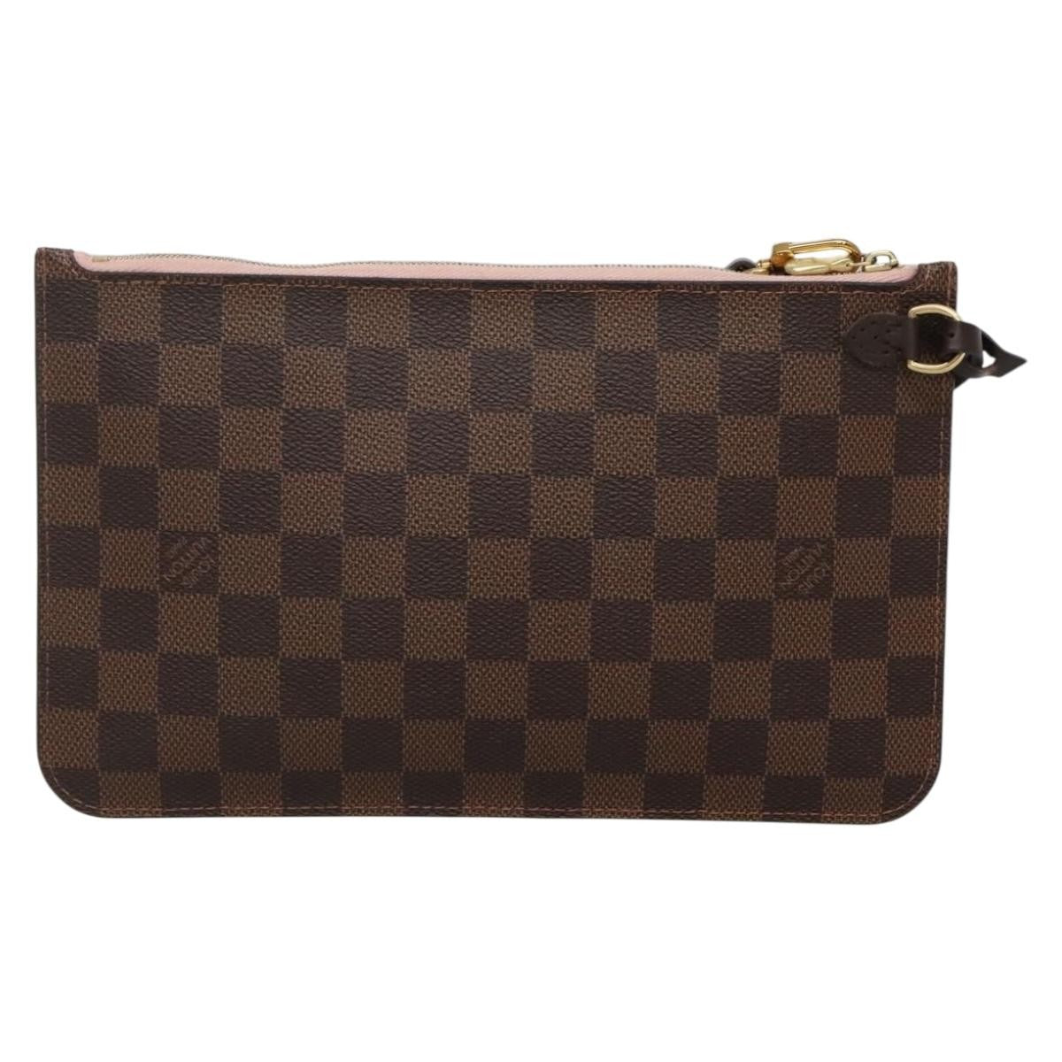 Louis Vuitton Neverfull Pochette Damier Ebene Brown Canvas Bag (Pre-Owned)