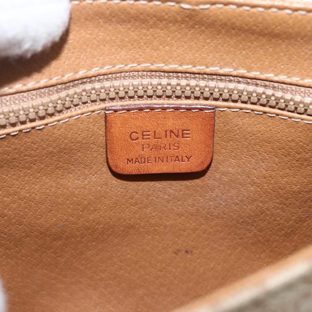 Celine Vintage Macadam Circle Logo Canvas And Leather Beige Canvas Shoulder Bag Bag (Pre-Owned)