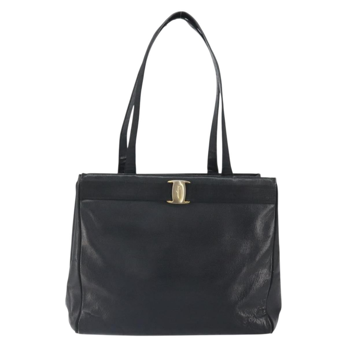 Salvatore Ferragamo Vala Tote Leather Black Leather Shoulder Bag Bag (Pre-Owned)