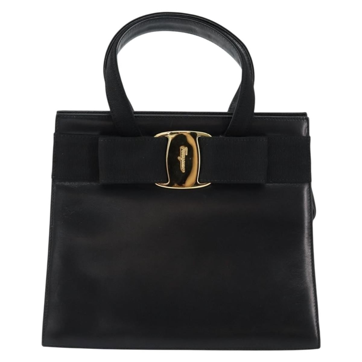 Salvatore Ferragamo Convertible Vara Bow Leather Black Leather Handbag (Pre-Owned)