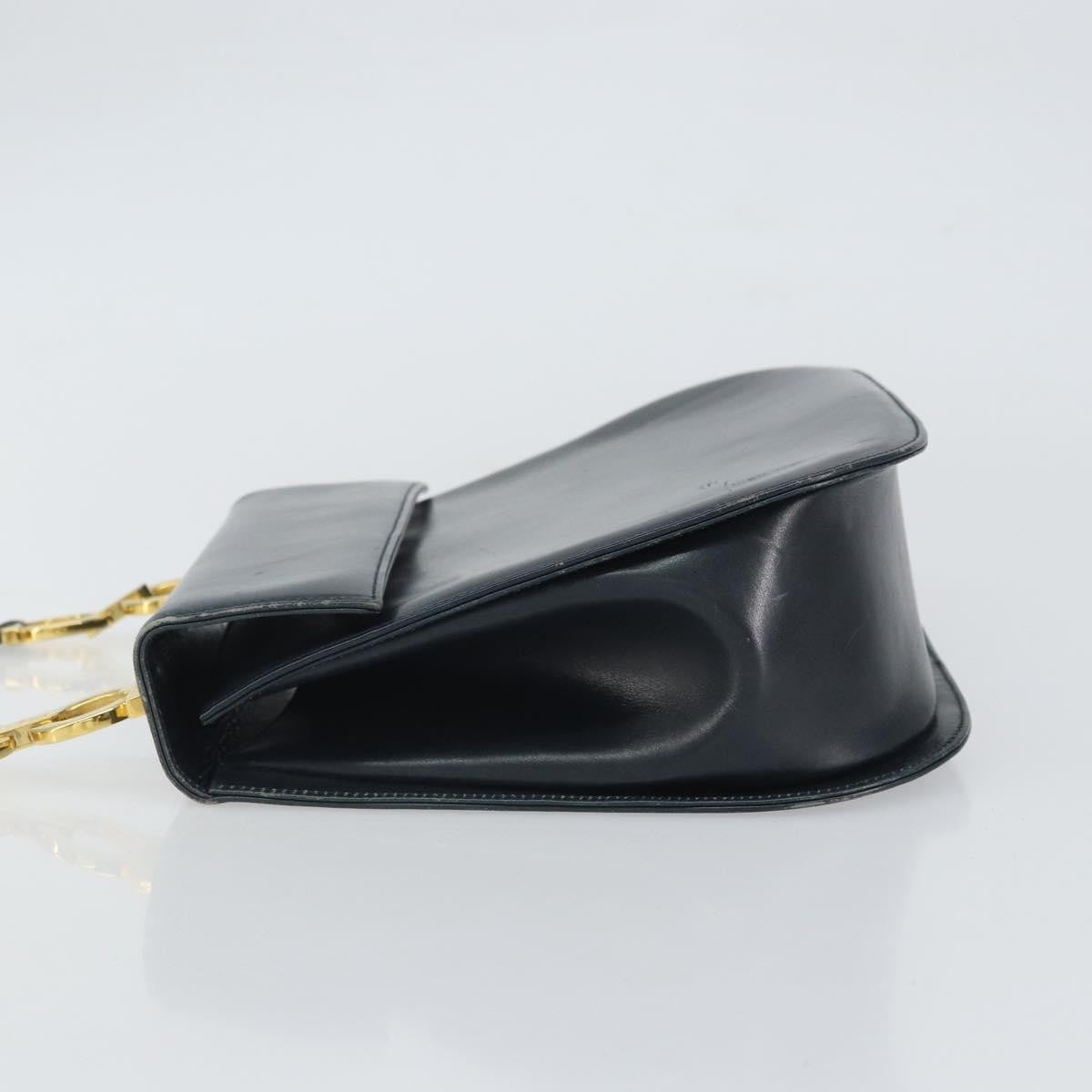 Salvatore Ferragamo Gancini Leather Navy Leather Shoulder Bag Bag (Pre-Owned)